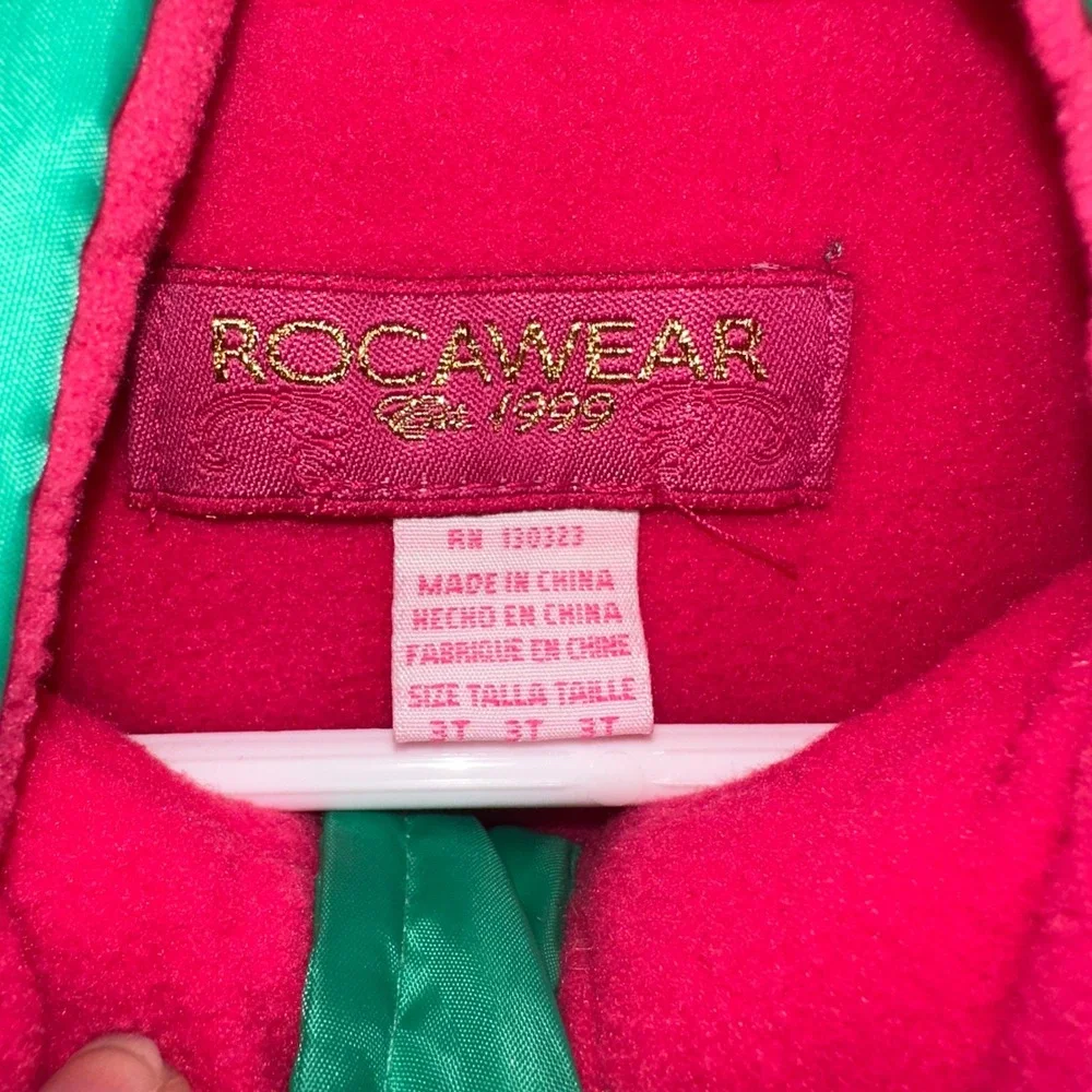 Rocawear Girls‎ Green Puffer Vest Pink Fleece Lining 3T Quilted Zip Up Mock Neck